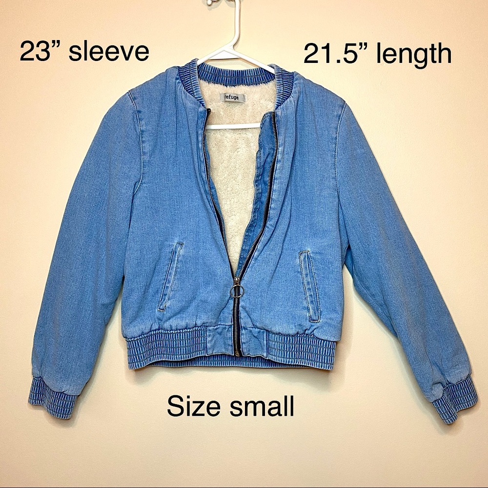 New Faux Fur Lined Blue Denim Jacket, Size S